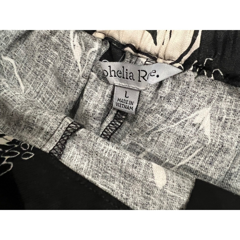 Ophelia Roe Linen Pants NWT L Black White Floral Wide Leg Coastal Boho Relaxed - Picture 3 of 6